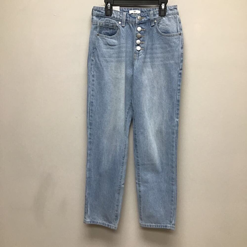 BP Womens Straight Leg Jeans Blue Light Vintage Wash Button Fly High Rise 25 New